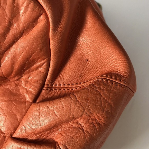LUCKY BRAND Orange Soft Leather Large Tote Purse Double Handle Satchel H… - Picture 11 of 16